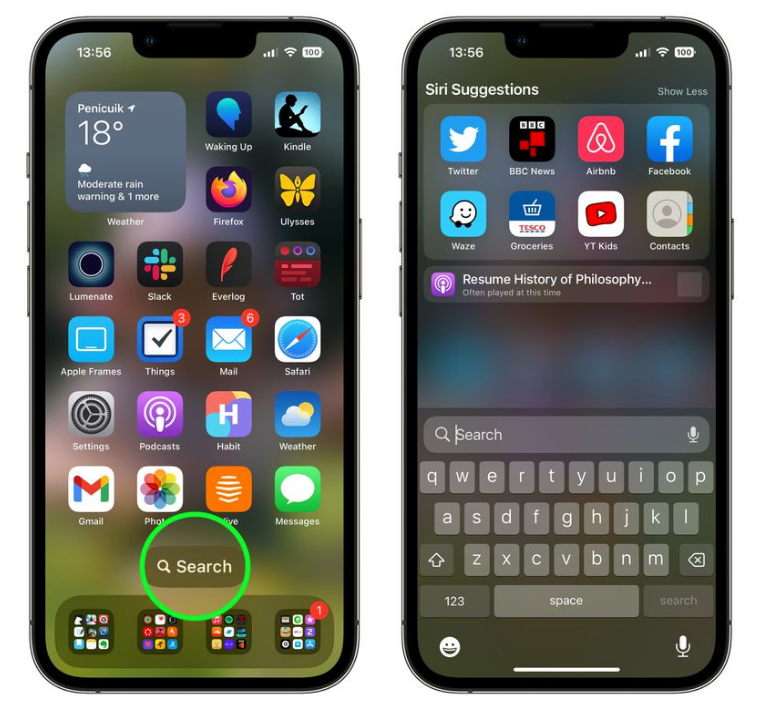 绥德苹果手机维修分享升级到 iOS 16 后，如何删除主屏幕上的搜索按钮 