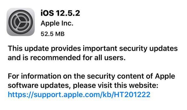 绥德苹果手机维修分享iOS12.5.2发布，建议所有老苹果用户安装 